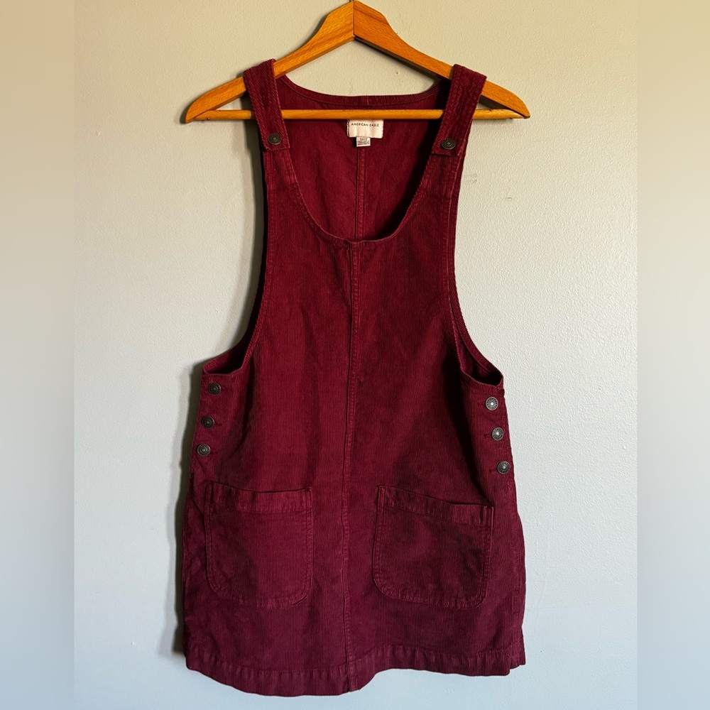 Dark red velvet corduroy Midi American Eagle Women’s Small Overall Dress